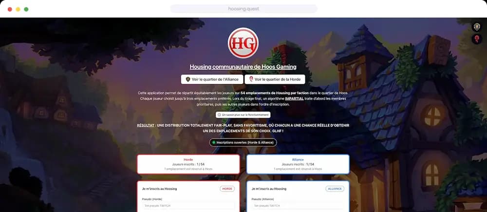 Aperçu du site Hoos Gaming
