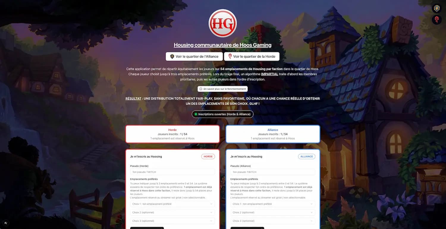 Aperçu du projet Hoos Gaming